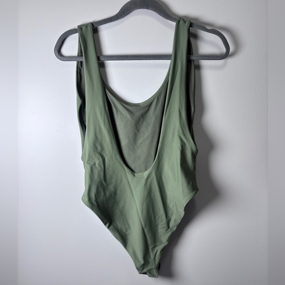 Aerie Super Scoop One Piece Swimsuit Size XL Olive Green High Cut Cheeky Swim - Picture 2 of 9